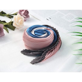 Allegra K Women's Pleated Scarf, Neckerchief, Rhombus Shape, Ribbon, Hair Ornament, Bandana, Color Block, Pink