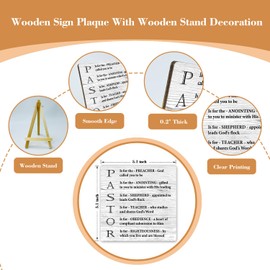 Pastor Appreciation Christian Gifts, Wooden Plaque with Wood Stand, Inspirational Religious Scripture Rustic Positive Wood Sign Motivational Bible Verse Home Office Decor for Tabletop Desktop - 38