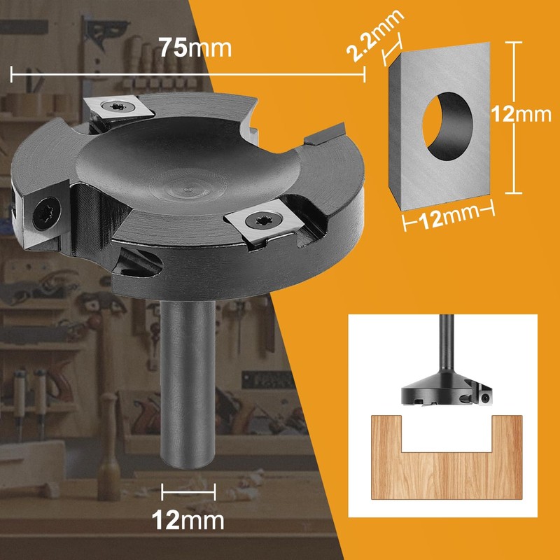 SpeTool Face Milling Cutter 12 mm Shank 75 mm Cutting