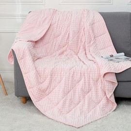 Alomidds Weighted Blanket (60"x80",15lbs Queen Size - Pink), Weighted Blankets for Adults, Cooling Breathable Soft and Comfort Minky, Heavy Blanket Microfiber Material with Glass Beads