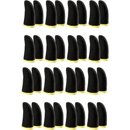 Black 32X Game Finger Sleeve Thin Breathable Anti-Sweat Anti-Slip Finger Thumb Sleeve Gaming Finger Cots Gloves for Aim Keys Cell Phone Gaming Finger Sleeves Gaming Accessories