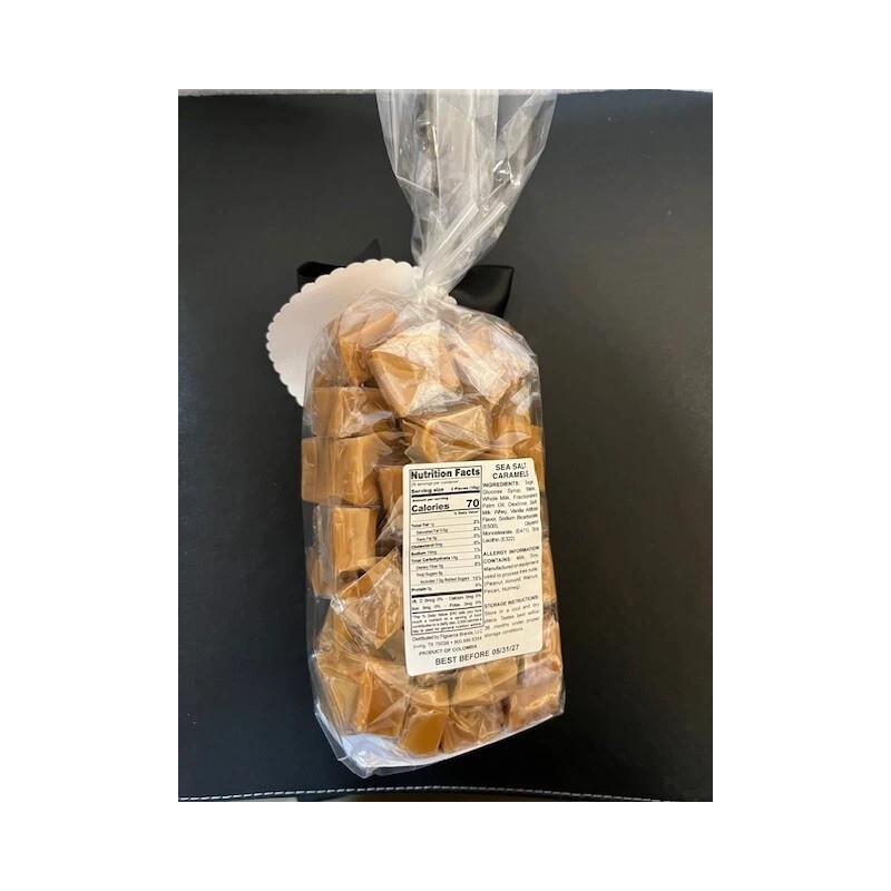 Happy Sweets Gourmet SEA SALT CARAMELS Delicious Morsels- ONE LB-GIFT