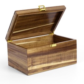 ANMINY Large Wooden Keepsake Memory Box, 10MM Thick Acacia Wood Storage Box with Hinged Lid, Decorative Memory Boxes with Lids for Photo Wedding Graduation Crafts Gift, 11.8" L x 7.9" W x 5.9" H