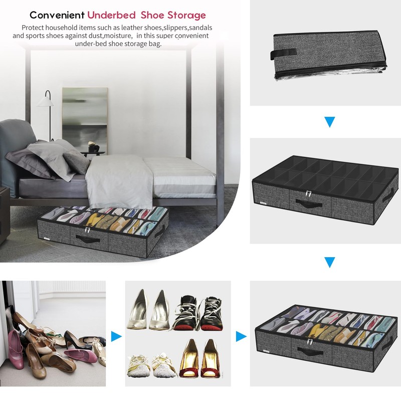 Onlyeasy Sturdy Under Bed Shoe Storage Solution Organizer For Closet