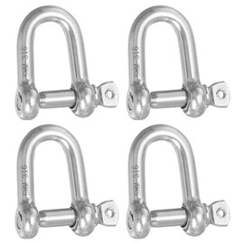 PATIKIL Screw Pin Shackle M5 3/16" 353lbs, 4 Pack 316 Stainless Steel D Ring Shackle for Chains Wire Rope Outdoor, Silver