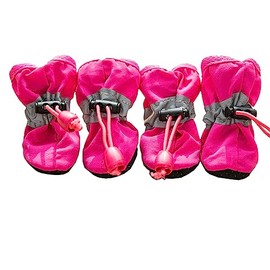 Leconpet Dog Shoes Waterproof Dog Boots for Small Medium Large Dogs with Soft Anti-Slip Sole, Suitable for Rainy Weather Outdoor Walking, Adjustable Elastic Straps, Reflective at Night (Rose, 5)