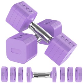 Hezeyferg Adjustable Dumbbells Set of 2, Adjustable Weight Dumbbells with 4 Levels 4.4lb, 6.6lb, 8.8lb, 11lb, Hand Weights Sets for Women/Men Home Gym Full Body Workout (Purple)