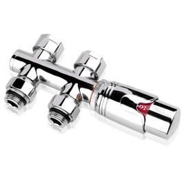 S SIENOC 3/4 to 1/2 H Valve Chrome Connection Set Centre Connection / Radiator Valves Thermostat for Bathroom Radiator with Two-Tube System Radiator Centre Connection for 16 mm Aluminium Composite Pipe