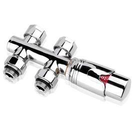 S SIENOC 3/4 to 1/2 H Valve Chrome Connection Set Centre Connection / Radiator Valves Thermostat for Bathroom Radiator with Two-Tube System Radiator Centre Connection for 16 mm Aluminium Composite Pipe