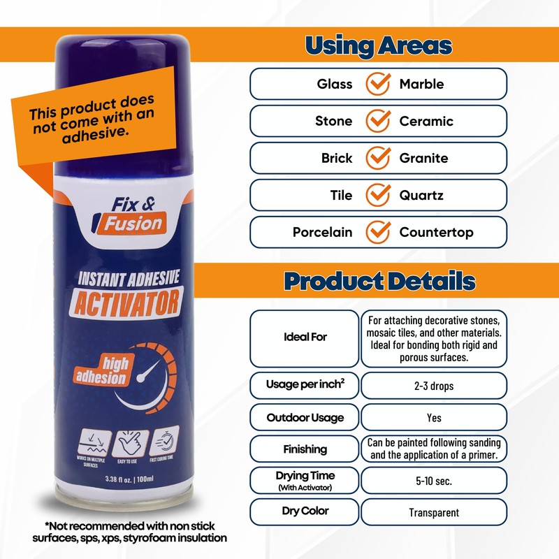 FIX & FUSION Activator Spray (3.38 Fl Oz), Instant Cure