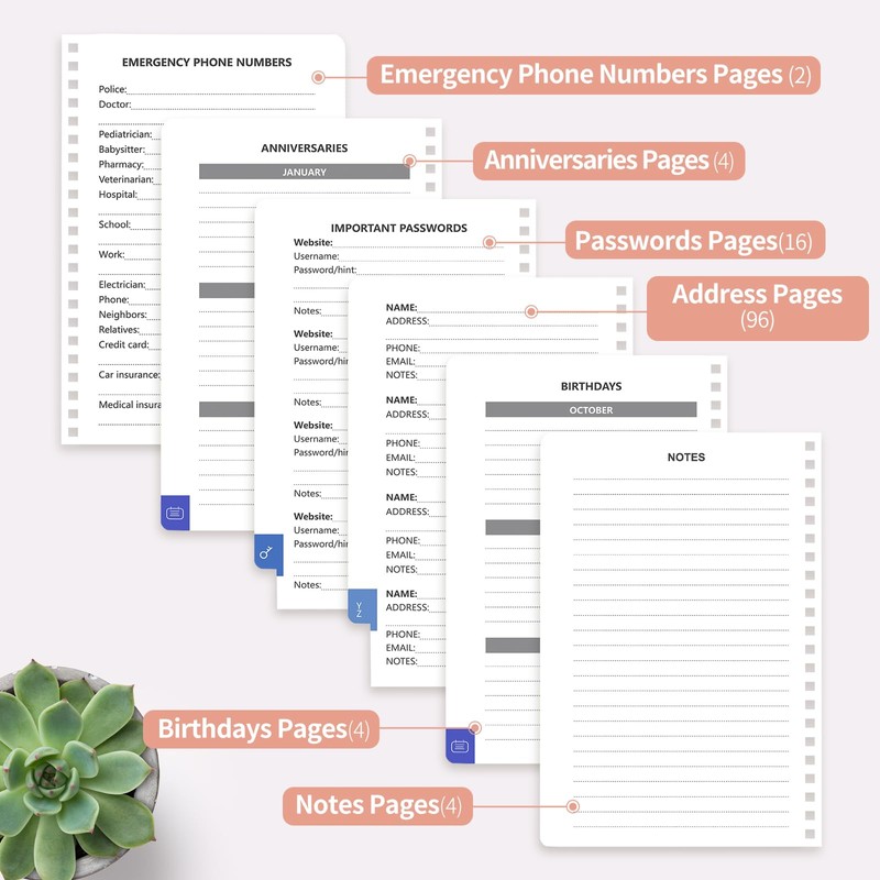 Address Book with Alphabetical Tabs-Address and Password Book for Seniors