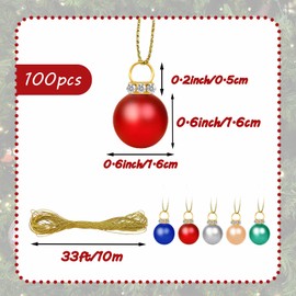 100 Pcs Christmas Ball Ornaments,0.6"/16mm Miniature Glitter Ball,Xmas Tree Hanging Decorations Pendants for Christmas Tree Party Holiday Decor