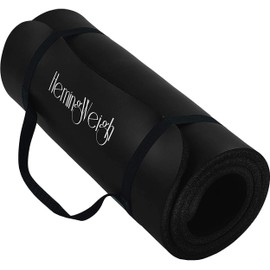 HemingWeigh 1 Inch Extra Thick Non Slip Yoga Mat - Exercise Mats for Home Workouts, Black (70"L x 23"W)