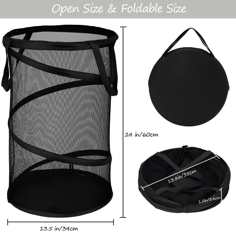 BATTOO Collapsible Laundry Basket Foldable Mesh Pop Up Hamper with