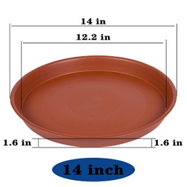 Bleuhome 2 Pack of Bird Bath Bowl 14 inch, 1.6" Depth, 12 14 16 18 19 inch Heavy Duty BirdBath Bowls only, Plastic Round Large Plant Saucer Dish for Garden (14", Terracotta)