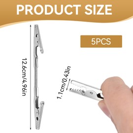 Metal Wire Alligator Clips,5Pcs Metal Wire Alligator Clips for Photo Card,Alligator Clamp Photo Holders 4.96x0.43inch Pictures Memo Note Clips Clamps,Double Head Photo Clips for DIY Crafts