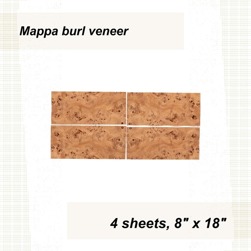 Sauers Mappa Burl Veneer 8" X 18" Sequence Matched 4-Piece
