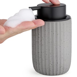 Segbeauty Foam Soap Dispenser, 320ml Dish Soap Dispenser, Ceramic Hand Wash Bottles, Empty and Refillable, with Black Foaming Pump, Kitchen Decor (Grey)