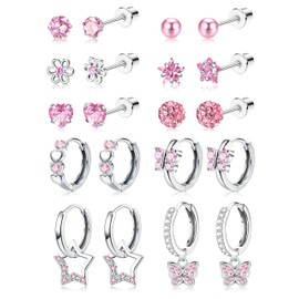 Kakonia Hypoallergenic Earrings For Girls Women Surgical Stainless Steel Screw Back Earrings Set For Sensitive Ears Kids Earrings Toddler Earrings Cute Girls Earrings Pink