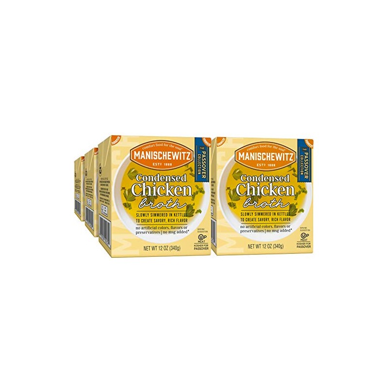Manischewitz Condensed Chicken Broth 12oz (6 Pack), Flavorful, Kettle Cooked,