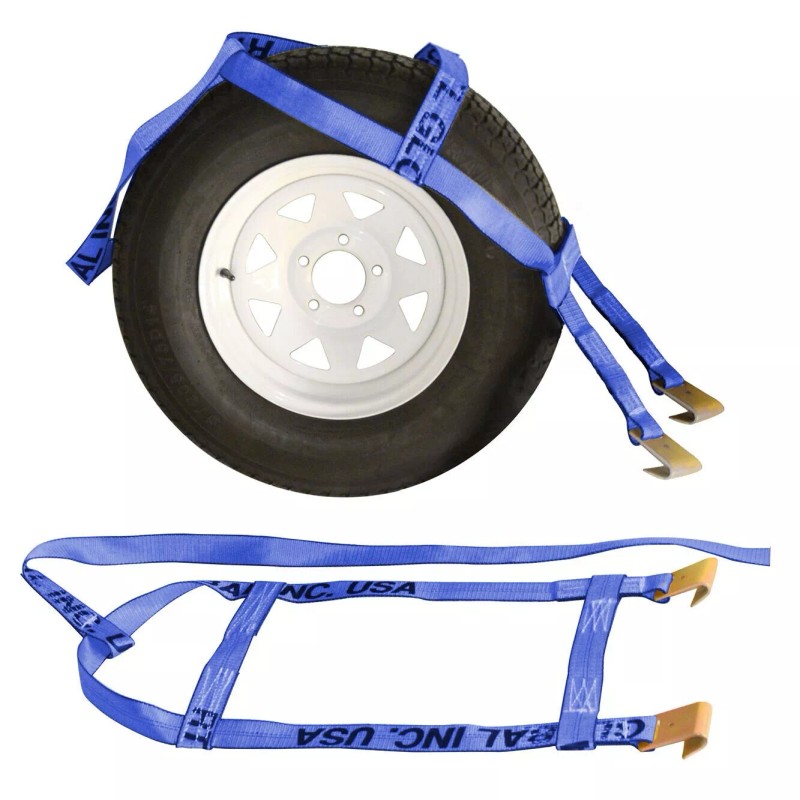 RuggedTow TWO Blue DEMCO Car Basket Straps w/ Ratchets Tow