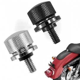 WASYDY 2 pcs Aluminum Alloy Seat Bolt Rear Seat Screw Quick Mount 1/4"-20 Thread Suitable to Harley Davidson Sportster Softail Touring Dyna 1996-2024 （Black and Silvery）