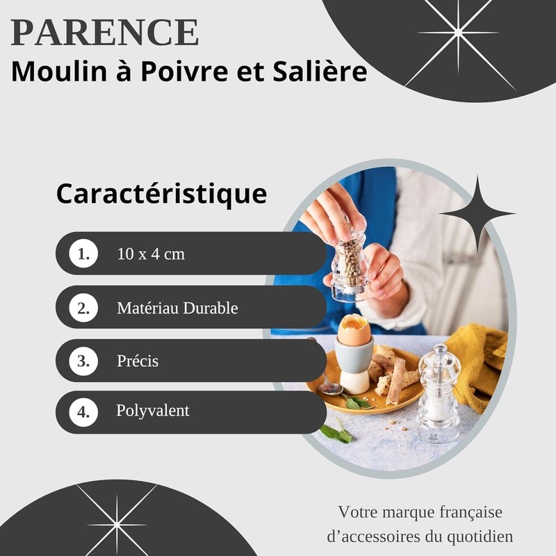 PARENCE.- Set di saliere e pepiere - Macinapepe ed eleganti
