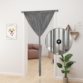 YIIBAII Beaded Curtain Beaded Curtains for Doorways Crystals Suitable for Interior Hanging Decoration and Partitions Closet Curtains (39"x79", Grey)