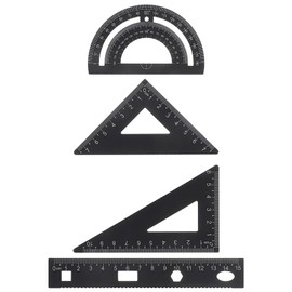 rosenice Aluminum Triangle Scale Ruler Set of 2 Triangular Protractor and Linear Ruler Math Tools for Students Draftsman Engineer