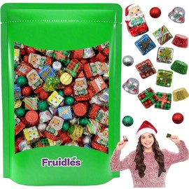 Fruidles Christmas Milk Chocolate Holiday Variety Pack Party Bag Fillers, Individually Wrapped Foils, Kosher Certified Dairy in Resealable Bag (2 Pounds)