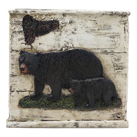 Ebros Wildlife Rustic Black Bear in Pine Trees Forest Bathroom Accent Resin Figurine Accessories with Birch Wood Finish Western Country Cabin Lodge Decorative (Tissue Box Cover)