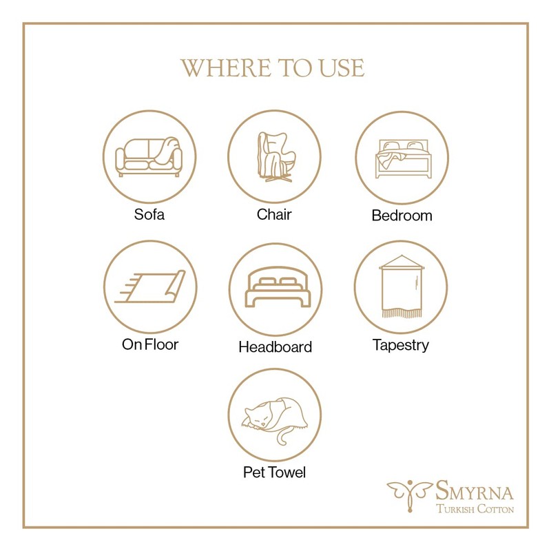 Smyrna Turkish 100% Cotton Herringbone Cuddly Blanket | Best Quality