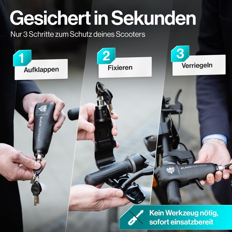 BLACKFORTRESS Serratura e serratura per scooter e bicicletta con funzione