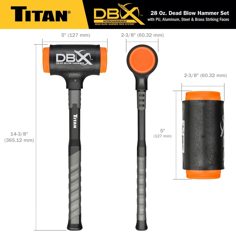 Titan DBX 63634 28oz Dead Blow Hammer Set with Interchangeable