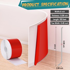 Frienda 6 Inch x 100 ft Flexible Baseboard Molding Trim Peel and Stick Vinyl Wall Base Cove Base Self Adhesive Rubber Vinyl Wall Base, White