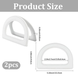 Beebeecraft D Förmiger Ersatzgriff Für Geldbörsen Ovale D Ring Taschengriffe Aus PU Leder Für Handgefertigte Strandtaschen Strohtaschen Handtaschengriffe (Weiß)