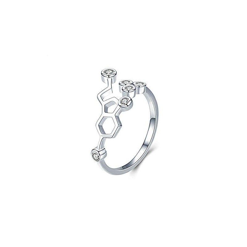 Clearine 925 Sterling Silver Statement Ring for Women Crystal Happy
