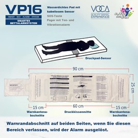 VOCA Smart Bed Alarm System for Seniors VP16 | Wireless Waterproof Sensor Pad and Pager, Safety Bed Alarms and Fall Prevention for Seniors and Dementia Patients