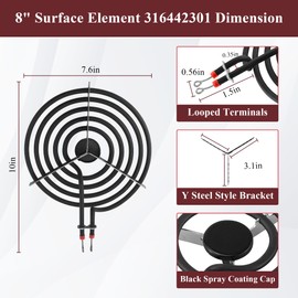 316442301 Electric Range Burner fit for Frigidaire,8'' Coil Surface Element MP26YA fit for Kenmore,8" 2600w 240v 5 Turn FEP310BW REG46NW 318372214 316048600 222T025 AP4356467 EAP2339242 By prime&swift