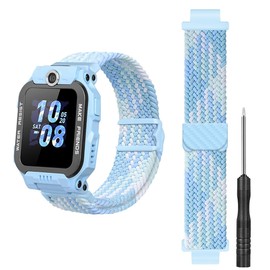 GIOPUEY Strap Compatible with imoo Watch Phone Z7/Z6, Braided Nylon Strap [Unisex] Elastic Replacement Strap - Blue-B
