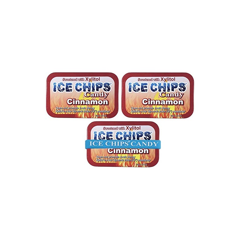 ICE CHIPS Xylitol Candy Tins 5.28 oz total (Cinnamon, 3