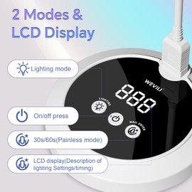 Mini UV Nail Lamp with LCD Screen - 24W Travel-Friendly Gel Nail Dryer, 2 Timer Modes (30/60s), Fast Charging, Lightweight for Home & On-The-Go Manicure, Gift for Nail Lovers