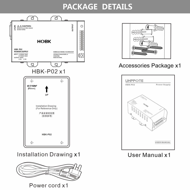 UHPPOTE Door Access Control Power Supply 12V for Electric Lock