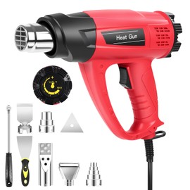 1800W Heat Gun for DIYers, Crafters & Electronics Repair – 140°F~1112°F Variable Temp, 1.5s Fast Heat, 5 Nozzles, 2 Scrapers, Overheat Protection, Hands-Free Stand | Shrink Tube, Resin, Vinyl Wrap