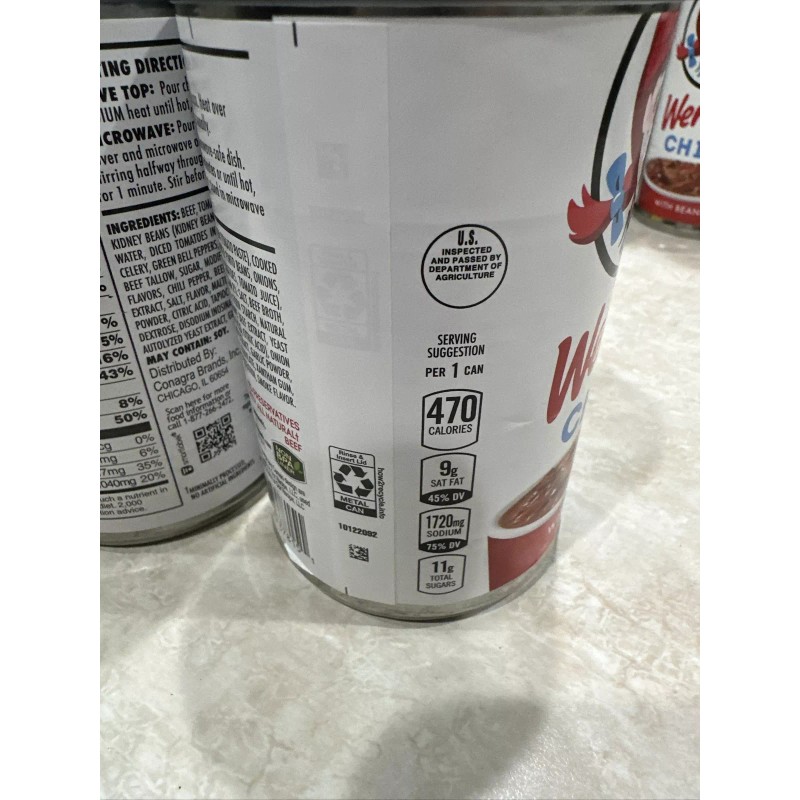 Wendy's Chili with Beans Canned Chili 15 oz 2 Cans
