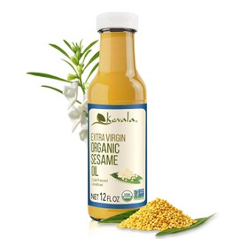 Kevala Aceite de Ajonjolí Orgánico - 354 ml, 12 fl oz, Aceite de Cocina sin Refinar, Prensado en Frío, Aceite Vegetal para Cocinar y Cuidado Personal, Hecho con Ajonjoli Natural y Semillas Organicas