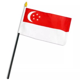 TRADEWINDS 4"x6" Singapore Stick Flag Table Staff Desk Table