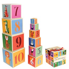 Rex London Kids' Alphabet & Number Stacking Blocks (choice of design - Colourful Creatures)