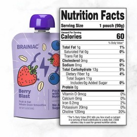 Brainiac Fruit and Oat Smoothie Pouches, 20 pk.