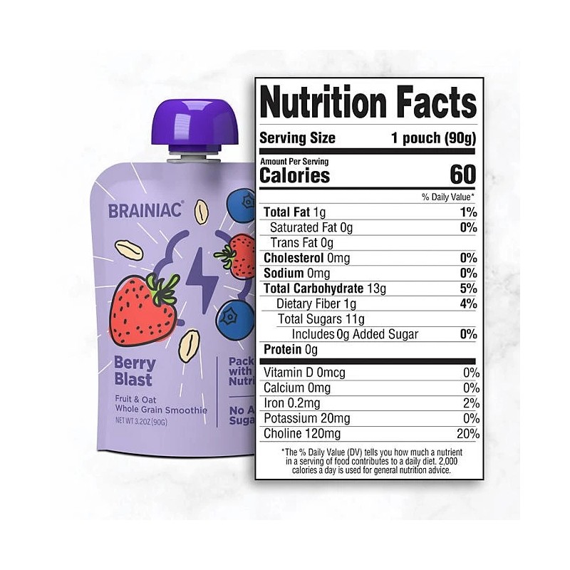 Brainiac Fruit and Oat Smoothie Pouches, 20 pk.